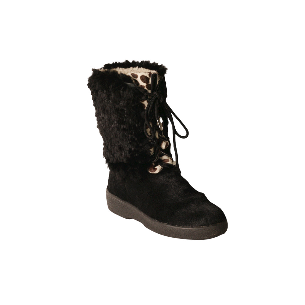Vintage 90s Fur Boots Cristina Oscar Sport Womens Italy EU 41 Black Pony Animal